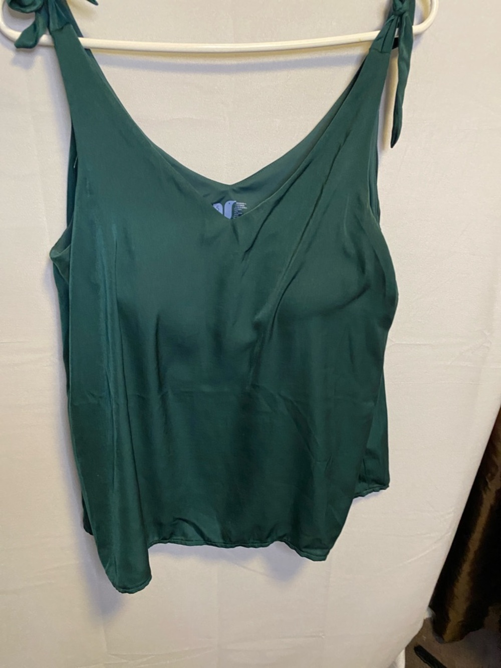 Satin Tie-Shoulder Cami in Deep Teal size 5 equals m/l